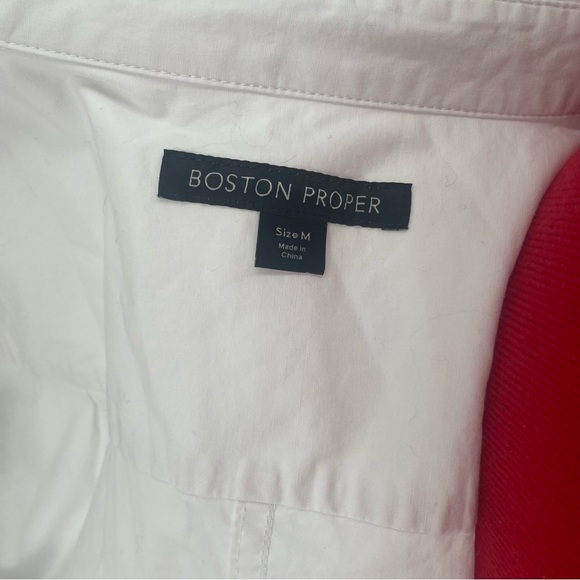 Boston Proper Long Sleeve Crisp White Button Down Collared Blouse - Picture 8 of 10